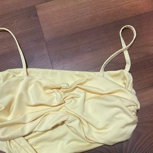 Yellow Bralette Tank Top Cinched Front
